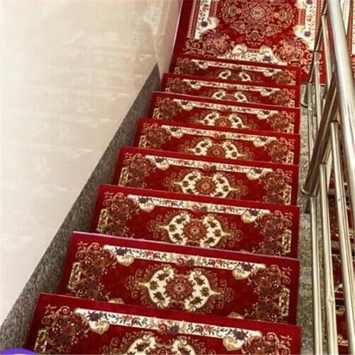 Wellyu Glue-free self-adhesive European stair step mat solid wood stair carpet home mat non-slip self-adhesive full padding