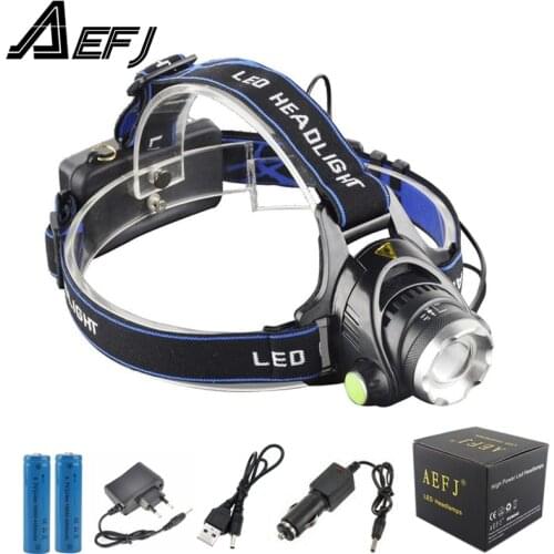 LED Headlamp T6/L2/V6 Headlight 3 Modes Zoomable Waterproof Super bright camping Fishing light Powered by 2x18650 batteries