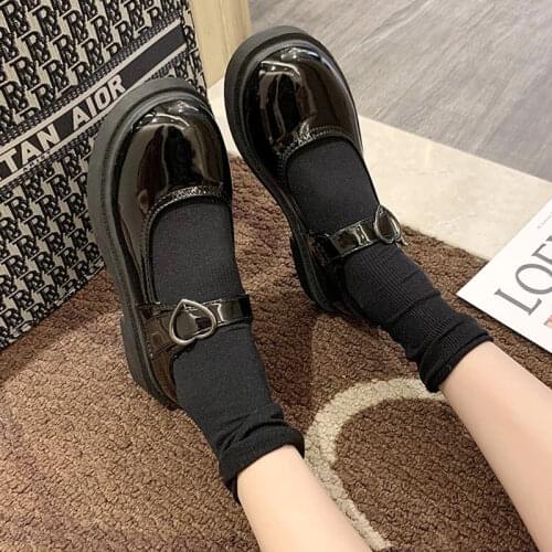 Lolita Shoes cute Harajuku shoes Spring Girls Patent Leather Women Mary Janes Shoes Platform Woman Round Toe Ladies Shoes