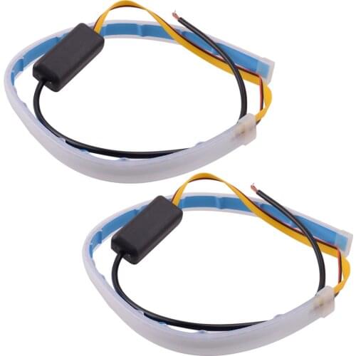 Universal 2Pcs/Set Car 45cm Soft Tube LED Strip Headlight DRL Daytime Running Light Turn Signal Lamp Slim Sequential Flexible