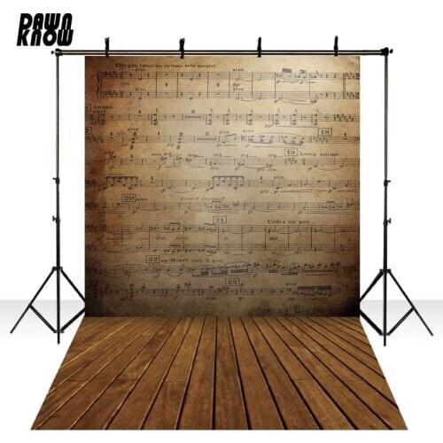DAWNKNOW Vinyl Photography Backdrop Music Score Wall Photo Background Wood Floor For Wedding Photo Studio S1847
