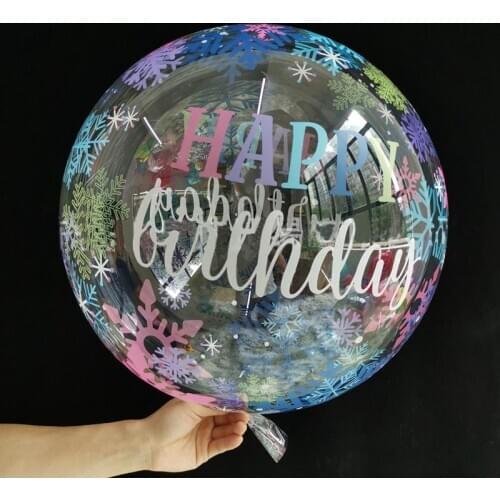 20''TPU Transparent Balloon Bobble With Happy Birthday Helium Inflatable Bobo Balloon Wedding Birthday Baby Shower Decor Globos