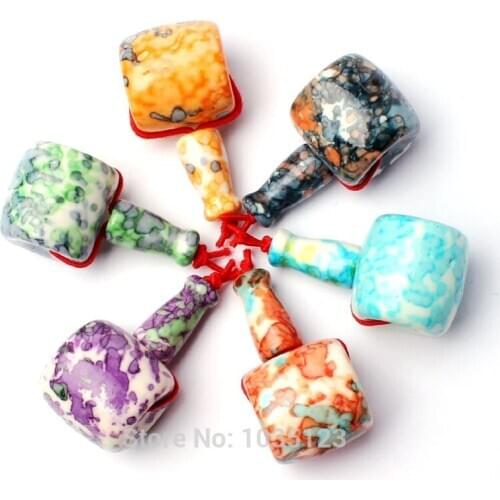 High Quality 18mm Pretty Multicolor Stone Tibet Guru DIY Creative Jewellery Making Loose Beads 1 Set wj308