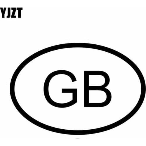 YJZT 13.2CM*8.9CM GB GREAT BRITAIN COUNTRY CODE OVAL VINYL DECAL CAR STICKER Black Silver C10-01277