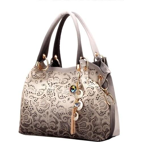 Female Bags for Women Hollow Out Ombre Handbags Floral Print Shoulder Bags Ladies Tote Bag Female Tassel Handbag Top-handle Bags
