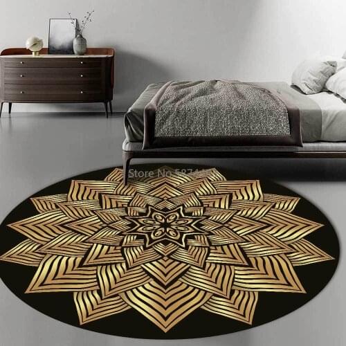 200cm Modern Golden Geometric Flower Ethnic Style Living Room Bedroom Hanging Basket Chair Round Floor Mat Carpet Customization