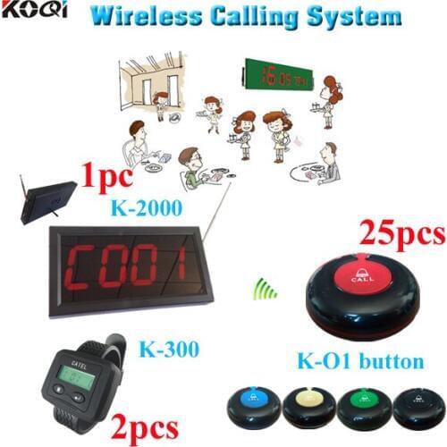 25call buttons+2 watches + 1 panel service waiter remote call bell system wireless call restaurant pager call table waiter call