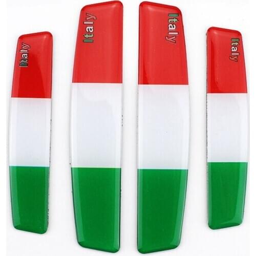 4 Pcs Car Door Side Sticker Decoration Glue Guard Strip National Flag Italy Anti-collision Buffer Trim Molding Auto Accessories