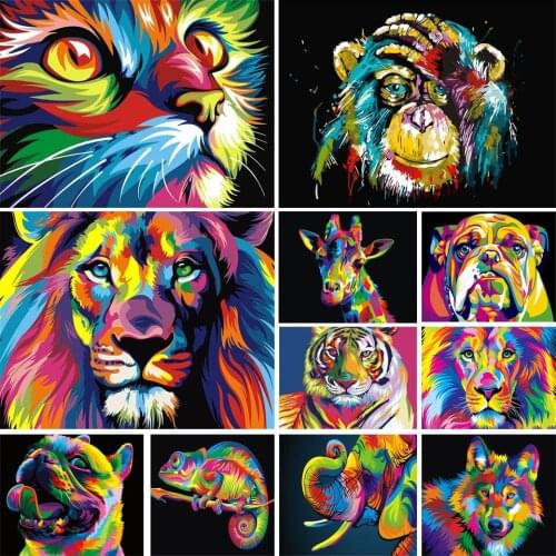 5D DIY Diamond Painting Animal Rhinestone Cat Tiger Lion Diamond Embroidery Art Picture Mosaic Home Decoration Handmade Gift Kit