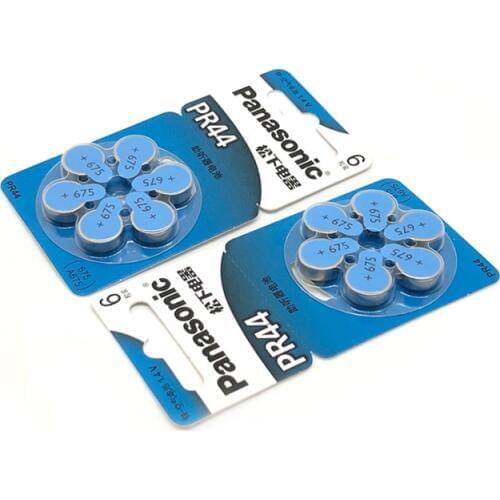 60pcs/lot Panasonic PR44 Battery Hearing aid 675 A675 Deaf-aid Audiphone Cochlear Button Cell Batteries 11.6*5.4mm,6pcs/card