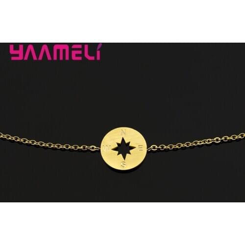 Fashion 925 Sterling Silver Jewelry Couple Charms Compass Trendy Chain Bracelets For Women Men Bijoux Bracelet Gift
