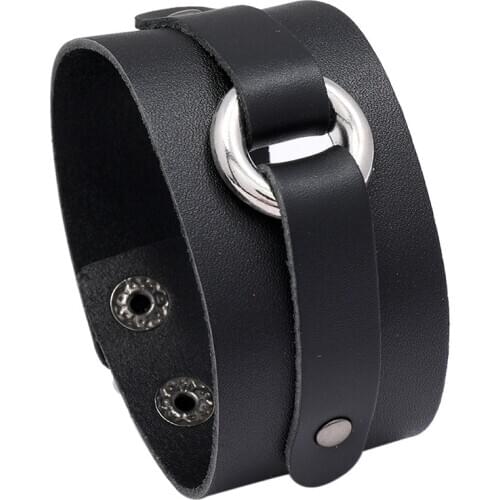 Punk Men Chic Bracelet 3.8cm Wide Wrap Bangle Simple Genuine Leather Cuff Bracelet Jewelry Accessories Men Male Pulsera Hombre