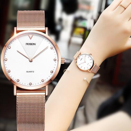 Couples Watches ROSDN Luxury Brand Japan MIYOTA Quartz Movement Women‘s Watch Waterproof Sapphire 7mm Ultra-thin Clock R3232W