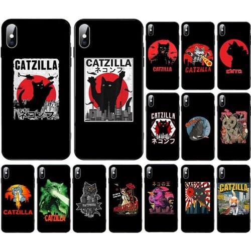 Funny Catzilla soft black TPU cover for iphone se2020 xr 11 xs 12 pro max mini cellphones case x se2020 8 7 6 plus 6s shell Capa