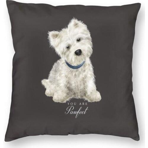 Westie West Highland White Terrier Dog Cushion Covers Sofa Decoration Square Throw Pillow Cover 45x45