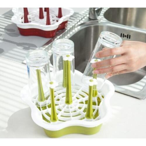 1PC Plastic Creative Plastic Home Kitchen Cup Glass Holder Storage Tray Rack Draining Useful Kitchen Tool Colorful 300gE