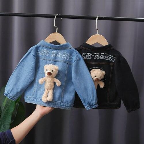 Children 's Denim Jacket Spring and Autumn Boys ' New Cute Little Bear Denim Top Girls' Jacket Unisex Chlidrens Clothes