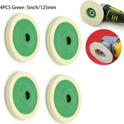 4Pcs 125mm 5Inch Wool Buffing Grinder Wheel Felt Polishing Disc Pad Set Tool Woodworking Thickness Polishing Disc Pads