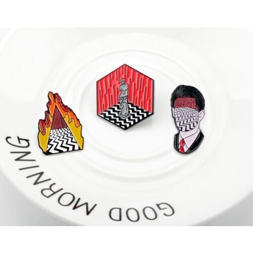 TV Series Twin Peaks Brooch Flame Red House Room Mystery Power Double Peak Enamel Lapel Pins Shirt Backpack Badge Friends Gift