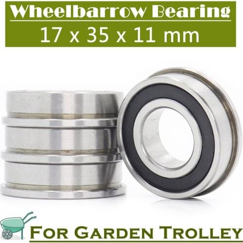 F6003 F6003RS Bearing F6003-17-2RS 17x35x10 mm ABEC-1 4PCS Flange Ball Bearings F6003-RS Garden Cart Wheel Bearing