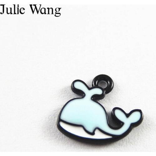 Julie Wang 10 PCS Alloy Blue Enamel Whale Animal Small Charms Necklace Pendant Earrings Findings Jewelry Making Accessory