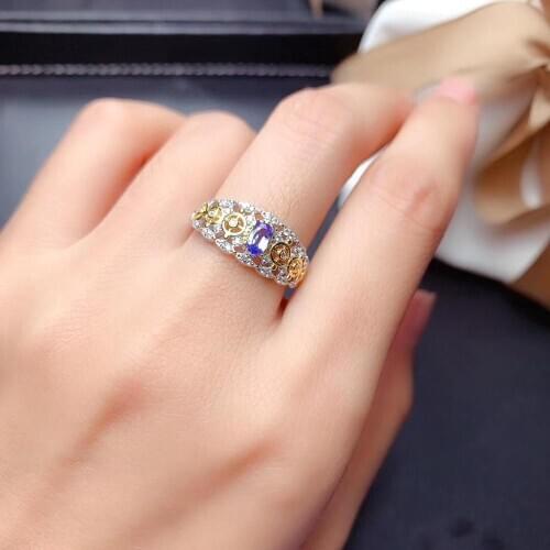 The Best Wedding Gift Natural And Real Tanzanite Ring luxury ring Free shipping gemstone 925 sterling silver Fine jewelry