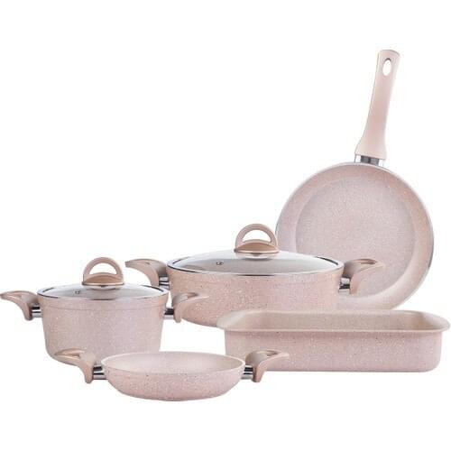 Emsan Marble 7 Piece Golden Pink Granite Set