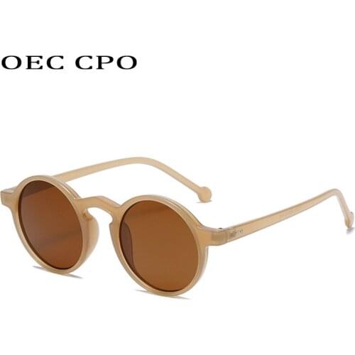 OEC CPO Round Vintage Sunglasses Women Brand Fashion Small Sexy Sun Glasses Female Rivets Decorate PC Frame Eyeglasses UV400