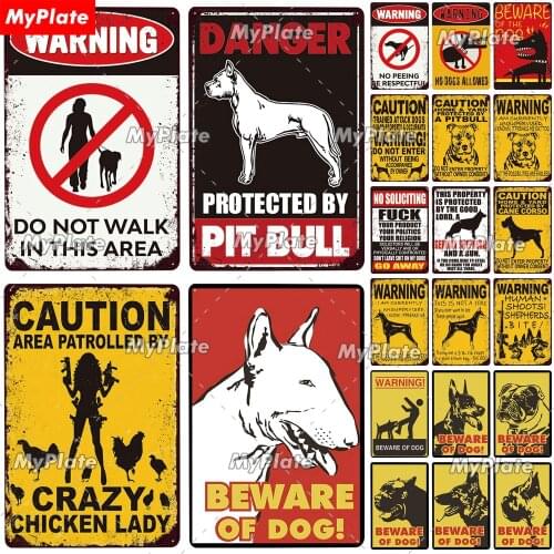 BEWARE OF DOG Vintage Metal Sign Tin Sign Vintage Decoration Plaque Home Wall Decor Bar Sign Home Decor Poster Custom