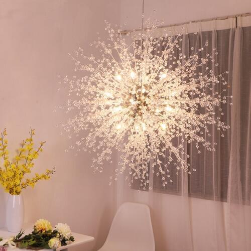 Postmodern living room Crystal lamp originality Restaurant art Pendant lights bedroom Dandelion European Crystal Pendant Lamps