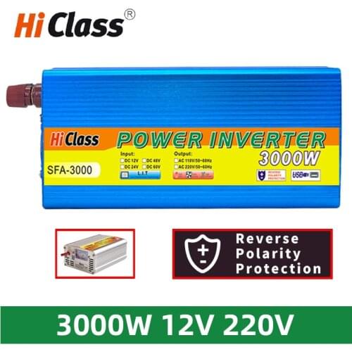 Power Inverter 12V 220V 3000W Voltage Converter DC 12V to AC 220V Solar Inverter 12V 24V Car Transformer Convert With 10A Charge