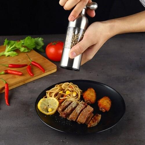 Stainless Steel Grinder Manual Salt Pepper Mill With Ceramic Core Silver Faucet Shape Chili Sesame Spice Grinder Kitchen Tools