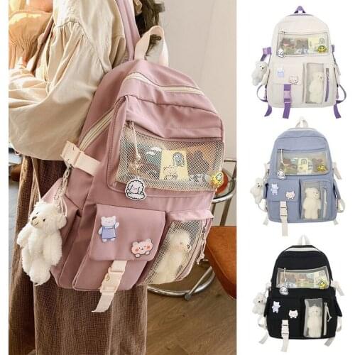 2021 Purple Backpack Women Waterproof Candy Colors School Backpacks Fancy High School Bags for Teenage Girl Cute Travel Rucksack