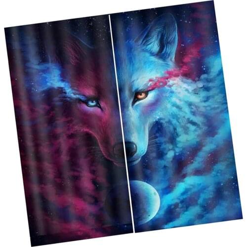 Modern Home Decor Curtains,3D Effect Animal Wolf Window Drapes For Bedroom