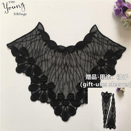 High quality Embroidery Lace Neckline Fabric Clothing Sewing Lace collar Applique DIY Dress Supplies Accessories A pair of sale
