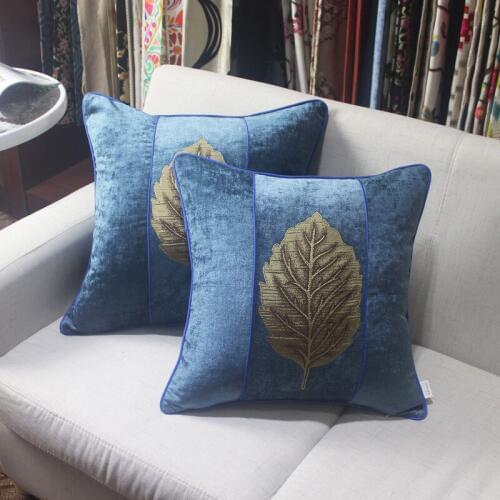 Pastoral Chenille Fabric Soft Cushoin Cover Leaf Pattern Throw Pillowcase Home Sofa Restaurant Decor Plant Jacquard Pillow Cover