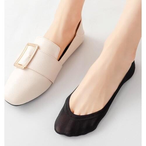 Women Ice Silk Seamless Socks Summer Breathable Thin Invisible Silicone Anti-slip Slippers Socks For Outdoor Sports