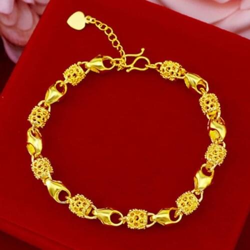 Womens Shajin No Fade Bracelet Exquisite Buddha Beads Transfer Beads Various Bracelets Adjustable Pure Gold Gift Bracelet