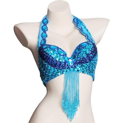 New Women belly dance costume tassel belly dancing clothes Sexy Night dance bra bellydancing BRA fashion sequined beaded bra top