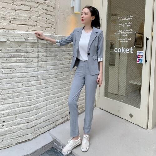 2020 Spring Summer Womens Fashion Classic Solid Suit Suits Female Korean Professional Suit Jacket Pants Elegant Two-piece Sets