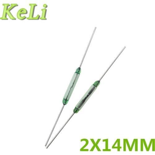 10PCS/LOT Reed switch 2x14mm Green glass usually open 100% NEW Original