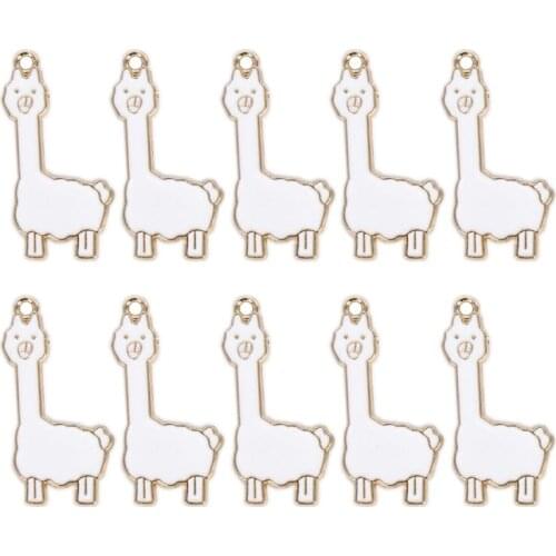 10pcs/pack Alpaca Sheep Squirrel Enamel Charms Pendant For DIY Bracelet Hair Jewelry Components en Color