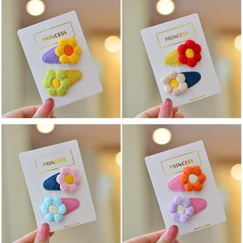 16pcs/Lot New Arrivals Hairpin Female South Korea Autumn Plush Flowers BB Clip Hairpin Bangs Clip Head Rope Girl Side Clip