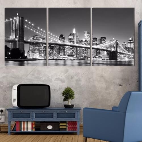 3 Panel New York Brooklyn Bridge Pictures Home Decor Posters Wall Art Prints HD Canvas Paintings Living Room Bedroom Decoration