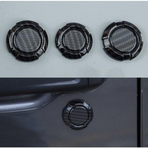 3Pcs/Set Car Door Key Jack Socket Cover Trim Fit For Jeep Wrangler JL Gladiator JT 2018 2019 2020 2021 Carbon Fiber Style