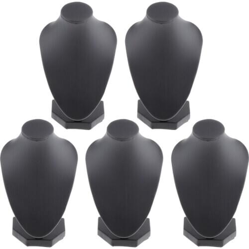 Lots 5 Black PU Leather Necklace Bust Display Shop Pendant Jewelry Stands