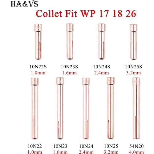 5/10PCs 1.0/1.6/2.4/3.2/4.0mm TIG Collet 10N22S 10N23S 10N24S 10N25S 10N22 10N23 10N24 10N25 For WP17/18/26 Welding Torch Kit