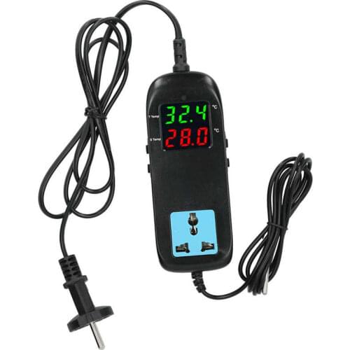 Electronic Thermostat Temperature Controller Dual LED Display with Power Cord for Plant Greenhouses EU AC90V-250V