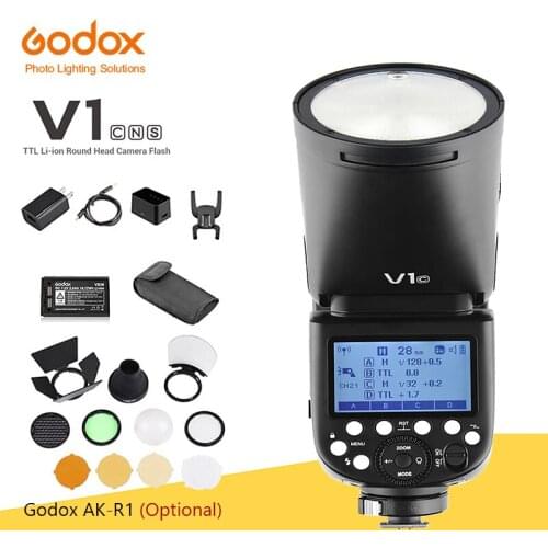 Godox V1 Flash HSS 1/8000s Round Speedlite TTL Li-ion Battery AK-R1 Flash Accessories For Canon Nikon Sony Fuji Olympus Cameras