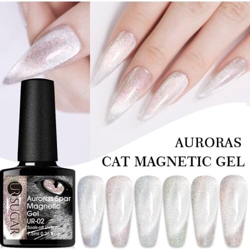 UR SUGAR 7.5ml Gold Spar Cat Magnetic Gel Nail Polish Snowlight Semi-transparent Soak Off UV Gel Varnish for Nail Art Design